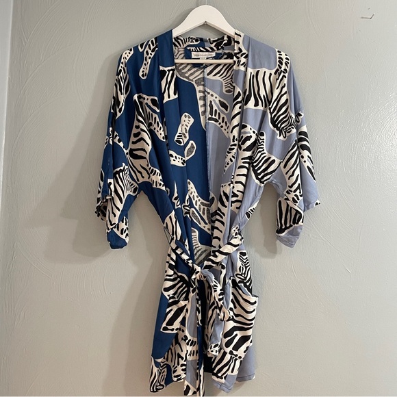 EMERSON FRY INDIA COLLECTION FETE KIMONO - ZEBRA LAPIS size S/XS - Picture 7 of 12